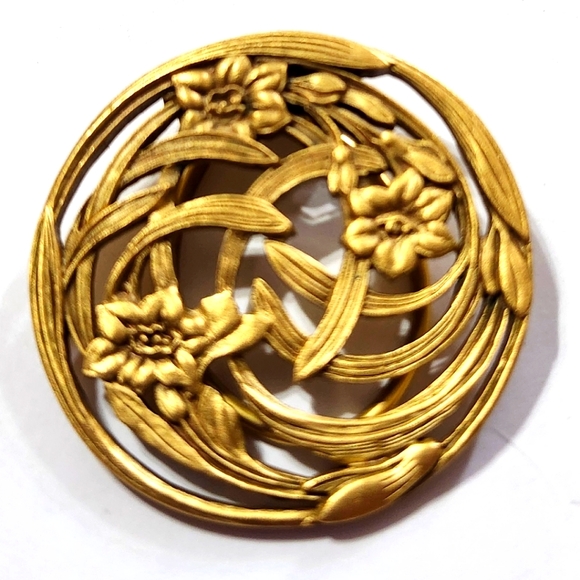 Vtg MFA Museum of Fine Art Nouveau Gladiolas Scarf Clip - Picture 1 of 3